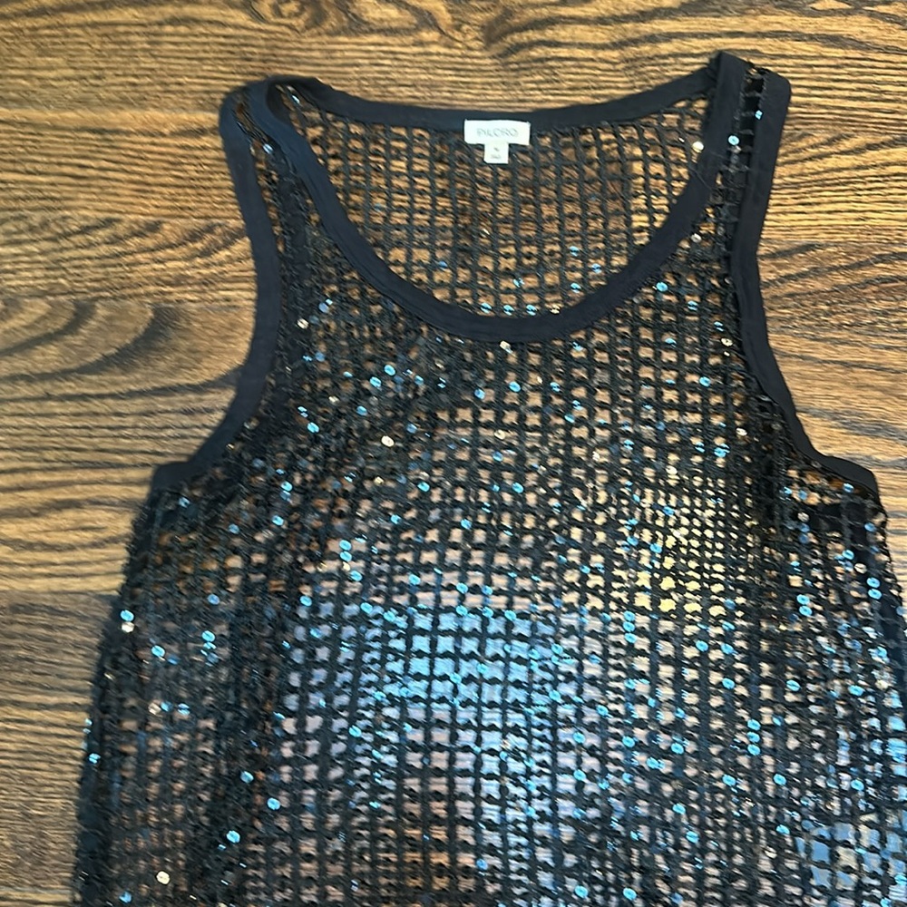 Anthropologie Black Sequin Mesh Top - Picture 3 of 4